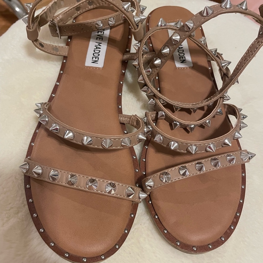 Steve Madden Beige Studded Sandals